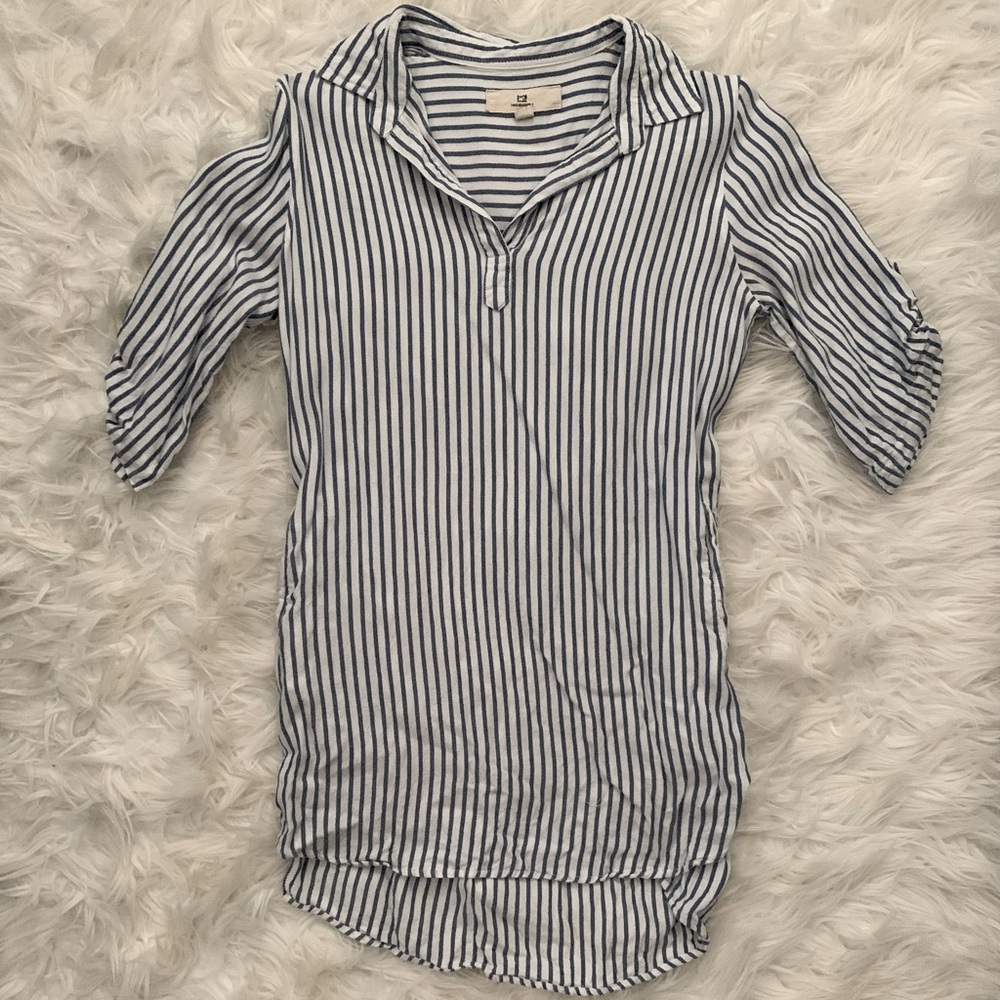 Thread & Supply Blue White Striped Boyfriend Shirt